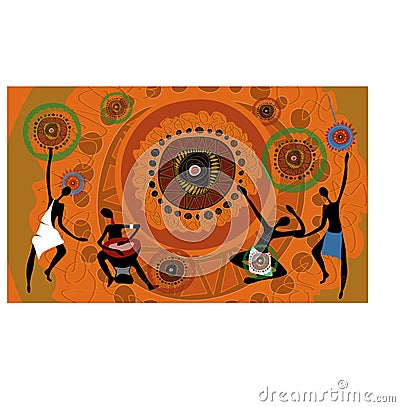 Vector. Group of men dancing African Vector Illustration
